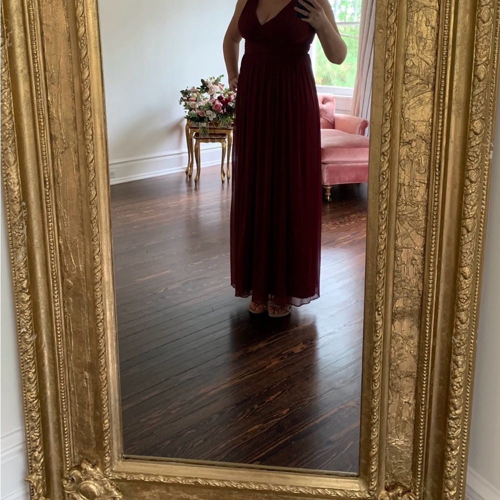 David's Bridal Burgundy bridesmaid Dress